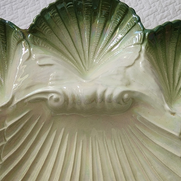 CALIFORNIA USA POTTERY #285 Shell Oyster Relish Dish, Chip/Dip Tray - Picture 3 of 5